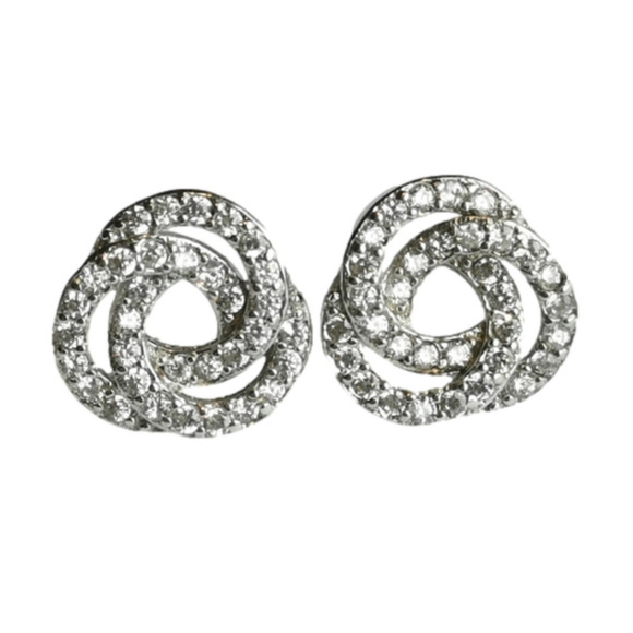 "love Knot" cz sterling silver stud earrings - Picture 1 of 6